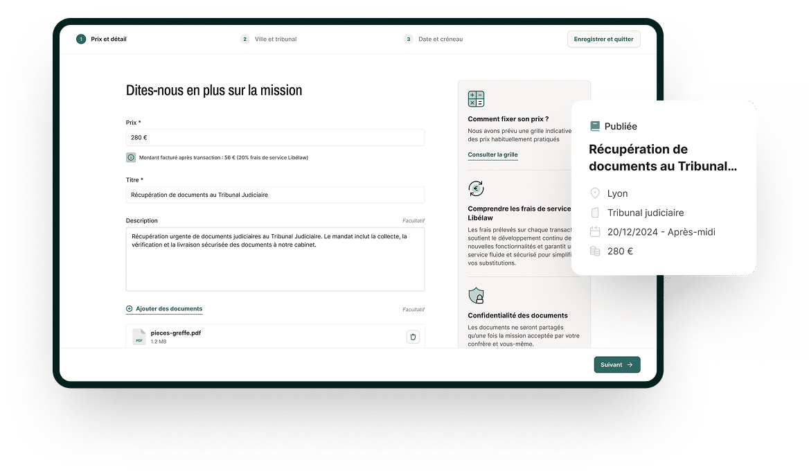 Écran de création de mission